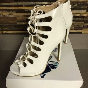 new tie up white heels